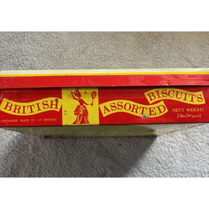 Vintage British Assorted Biscuits Tin Can "Recreation" Croquet 9.5" x 9"